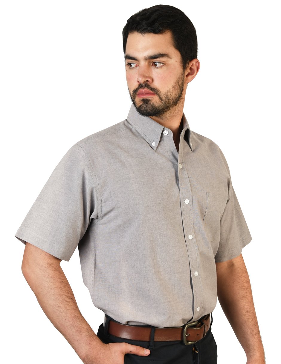 CAMISA MANGA CORTA OXFORD INGLES NEGRO