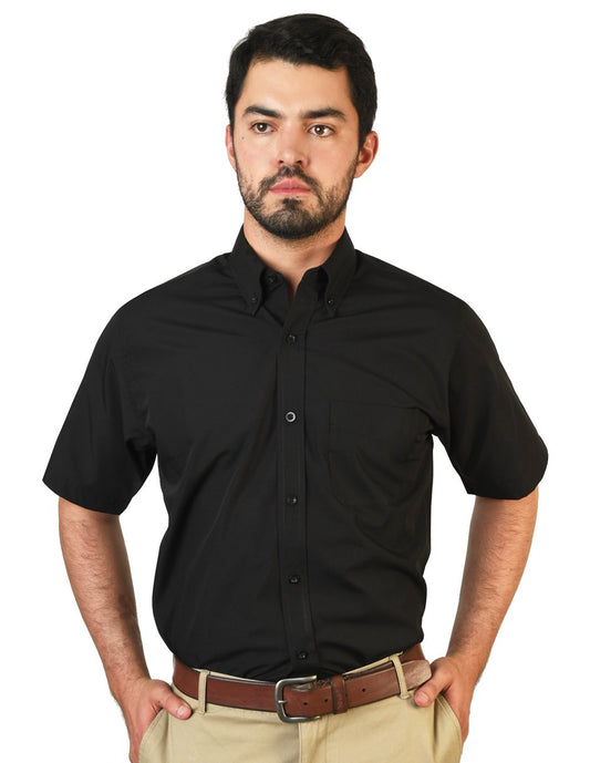 CAMISA MANGA CORTA POPELINA ELITE NEGRO