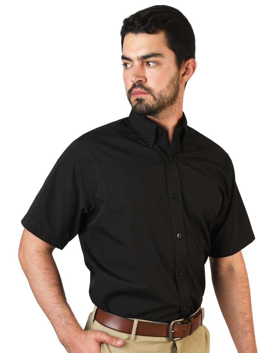CAMISA MANGA CORTA POPELINA ELITE NEGRO