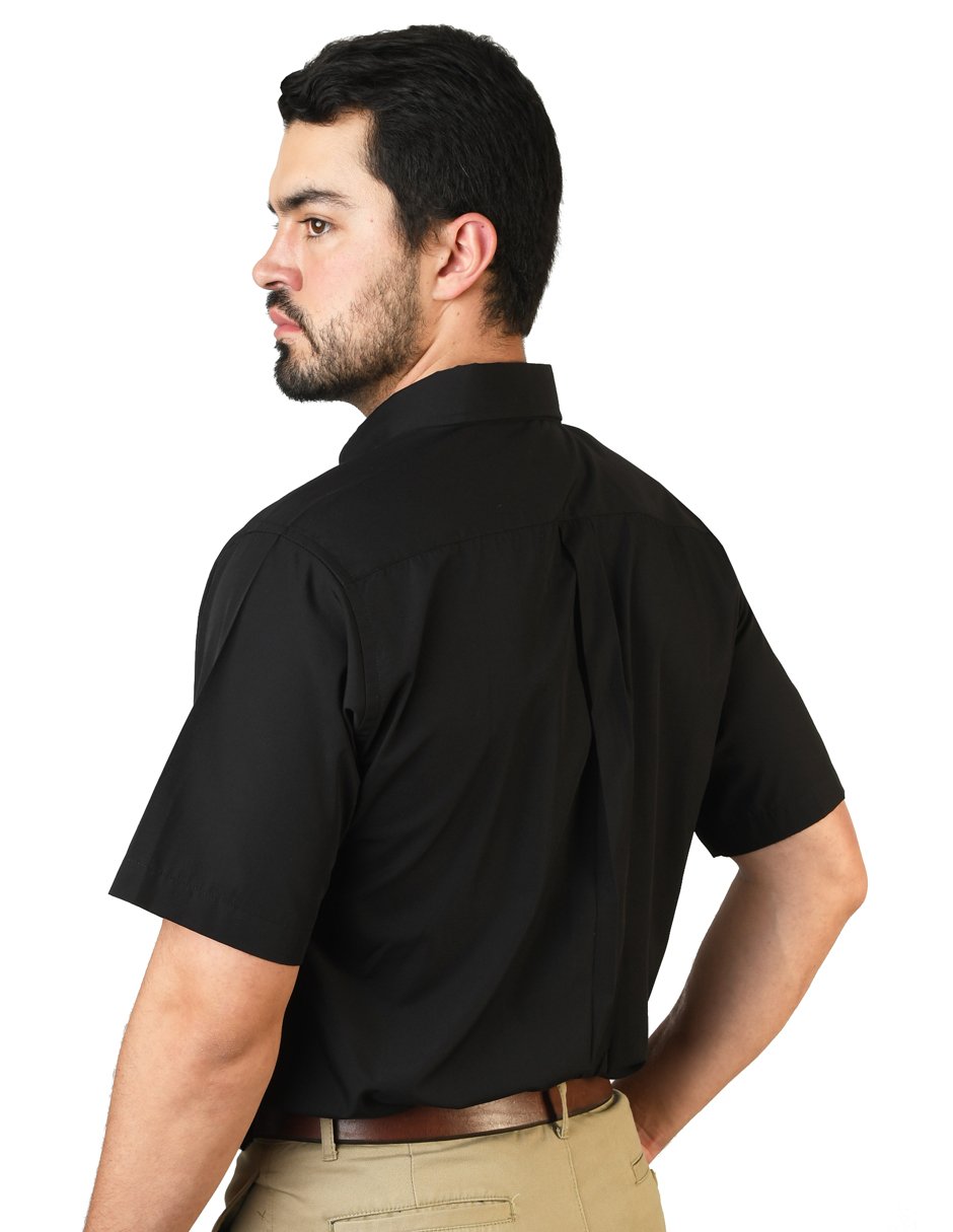 CAMISA MANGA CORTA POPELINA ELITE NEGRO