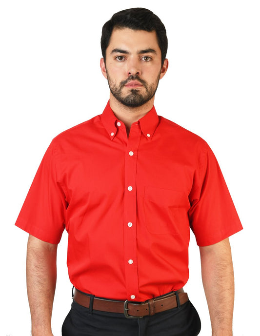 CAMISA MANGA CORTA POPELINA ELITE ROJO