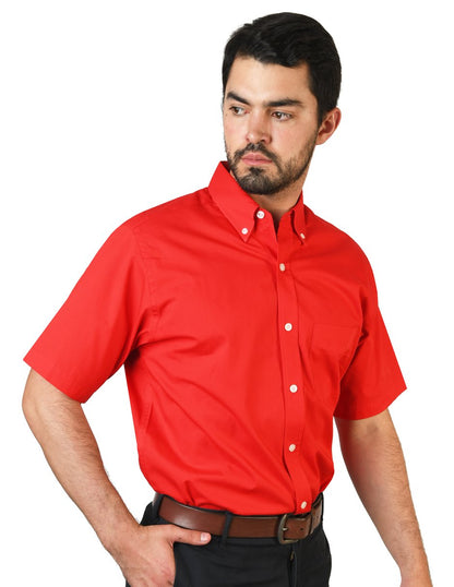 CAMISA MANGA CORTA POPELINA ELITE ROJO