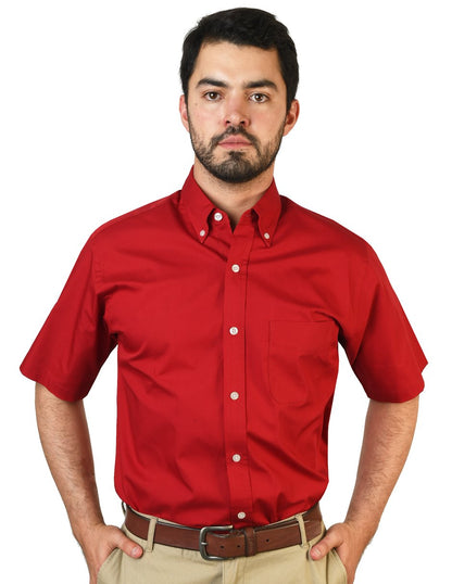 CAMISA MANGA CORTA POPELINA ELITE ROJO QUEMADO