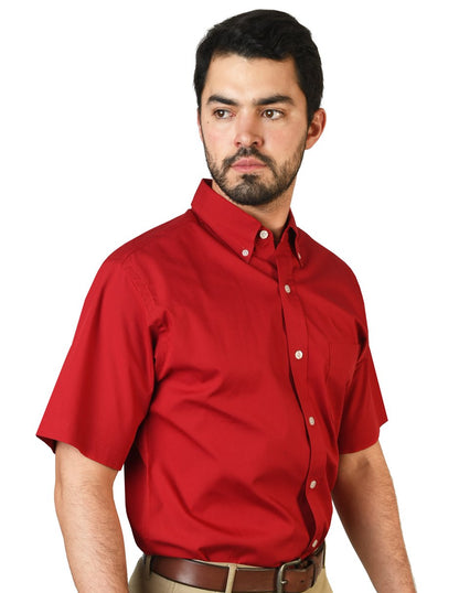 CAMISA MANGA CORTA POPELINA ELITE ROJO QUEMADO