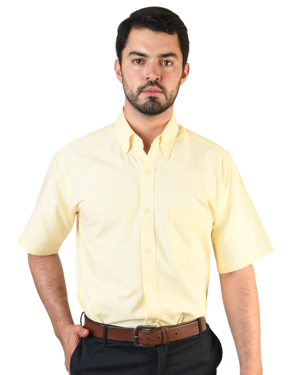 CAMISA OXFORD AMARILLO MANGA CORTA