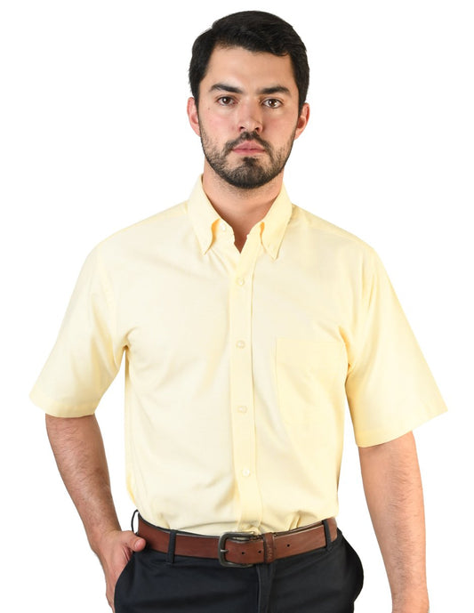 CAMISA OXFORD AMARILLO MANGA CORTA