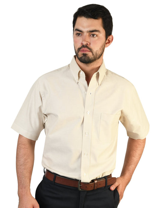 CAMISA OXFORD BEIGE MANGA CORTA