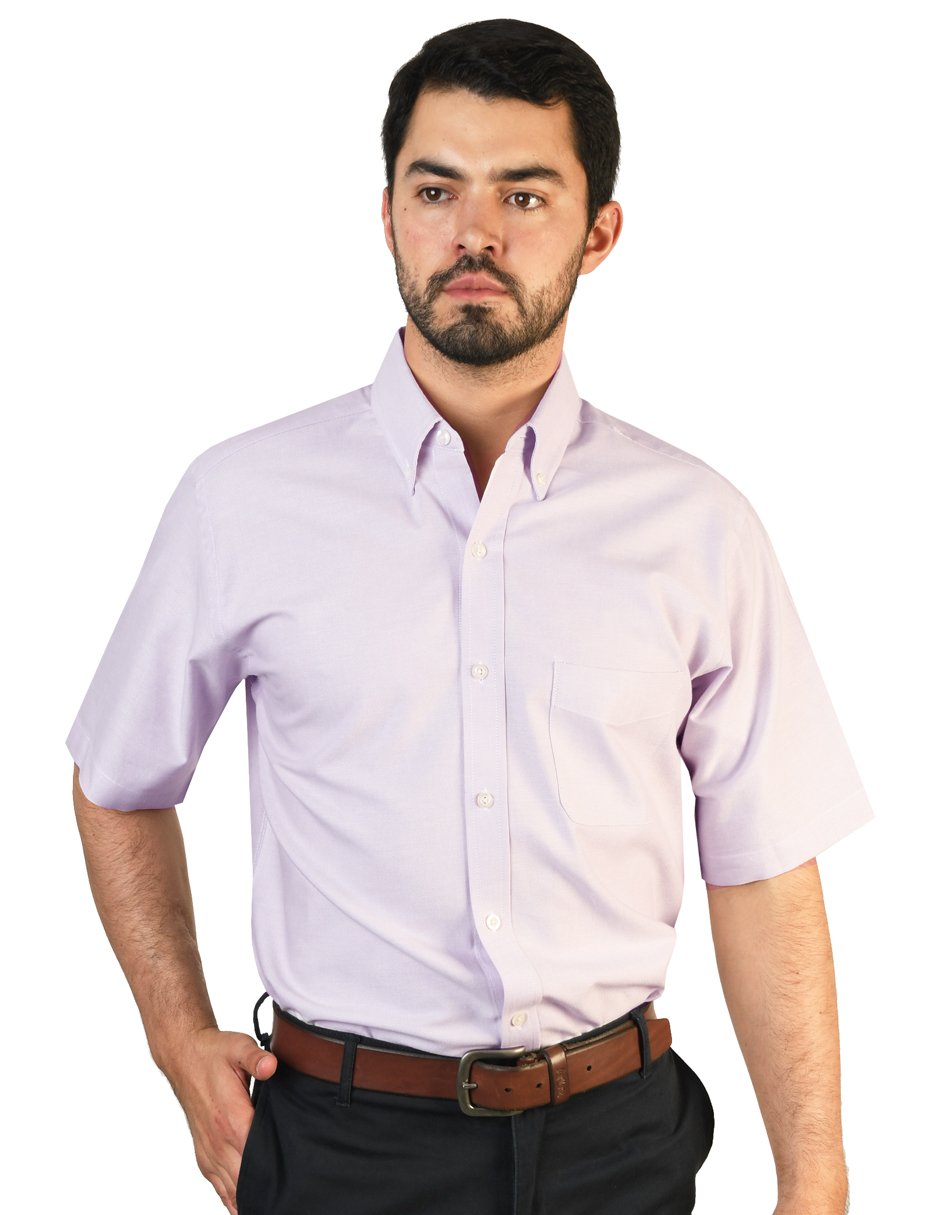 CAMISA OXFORD LILA MANGA CORTA