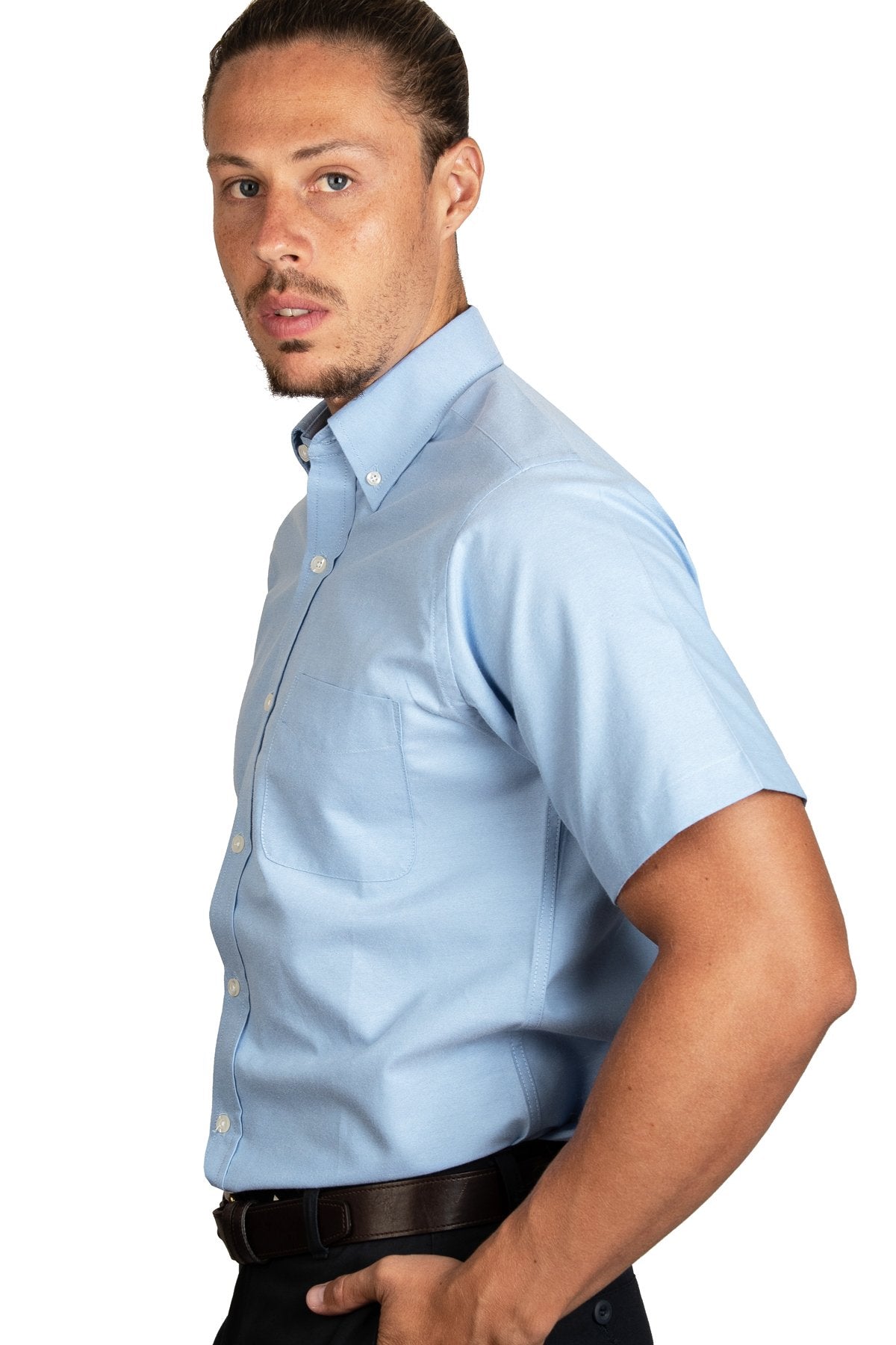 CAMISA MANGA CORTA OXFORD ITALIANO CIELO