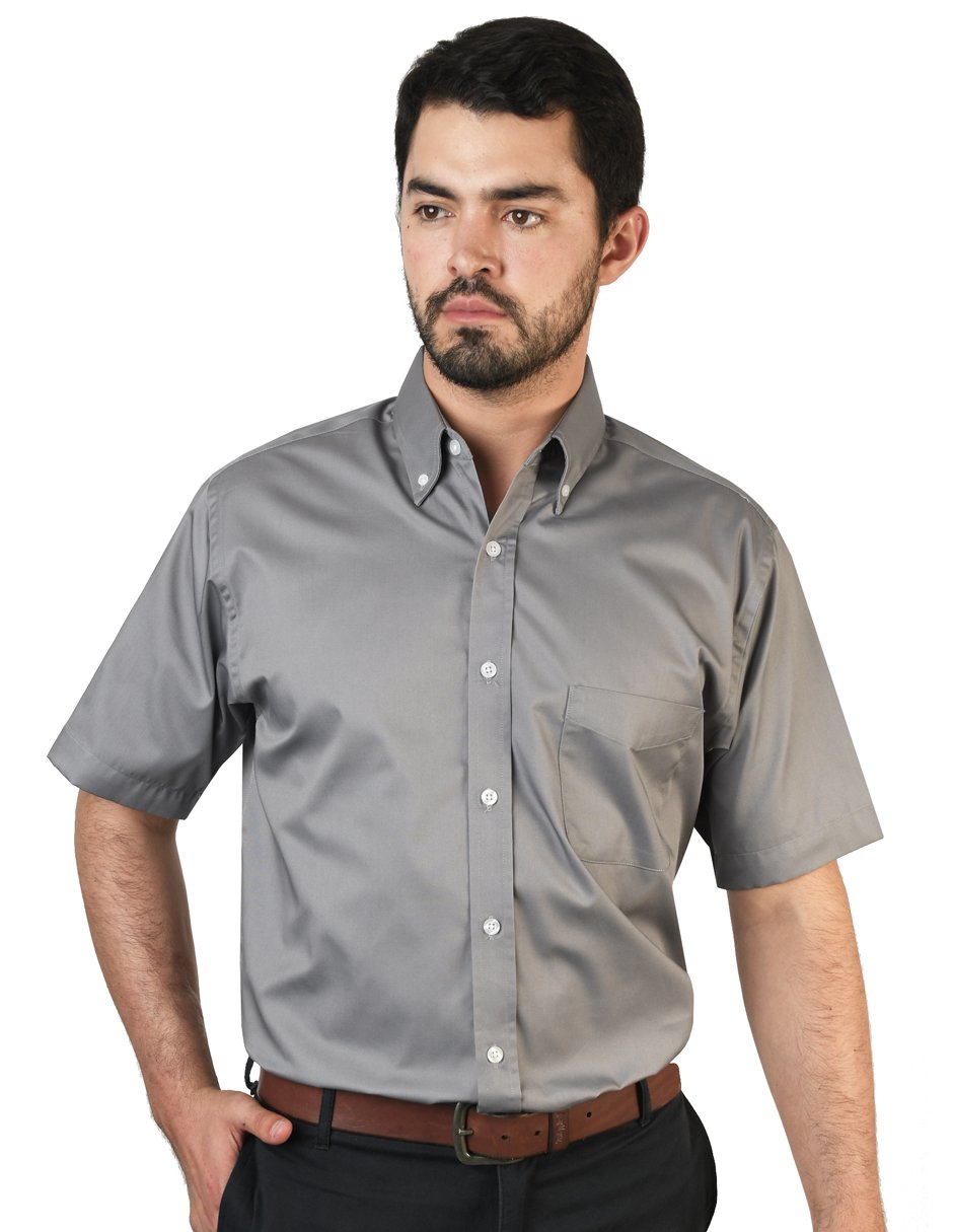 CAMISA FLORENCIA GRIS MANGA CORTA