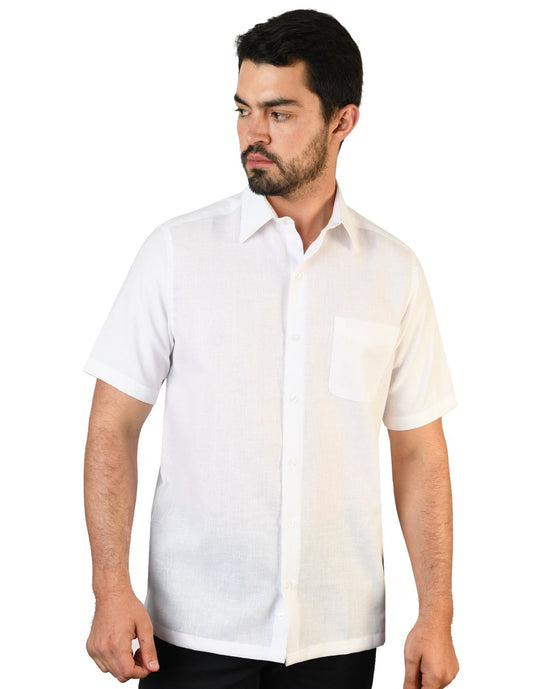 CAMISA LINO CANCUN BLANCO MANGA CORTA