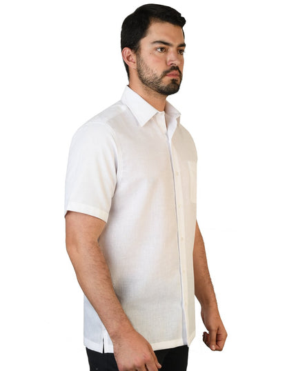 CAMISA LINO CANCUN BLANCO MANGA CORTA