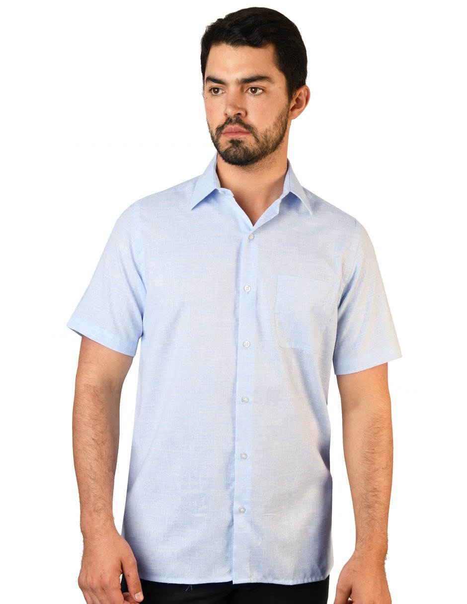 CAMISA LINO CANCUN CIELO MANGA CORTA