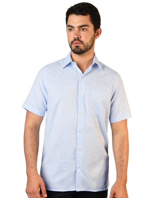 CAMISA LINO CANCUN CIELO MANGA CORTA