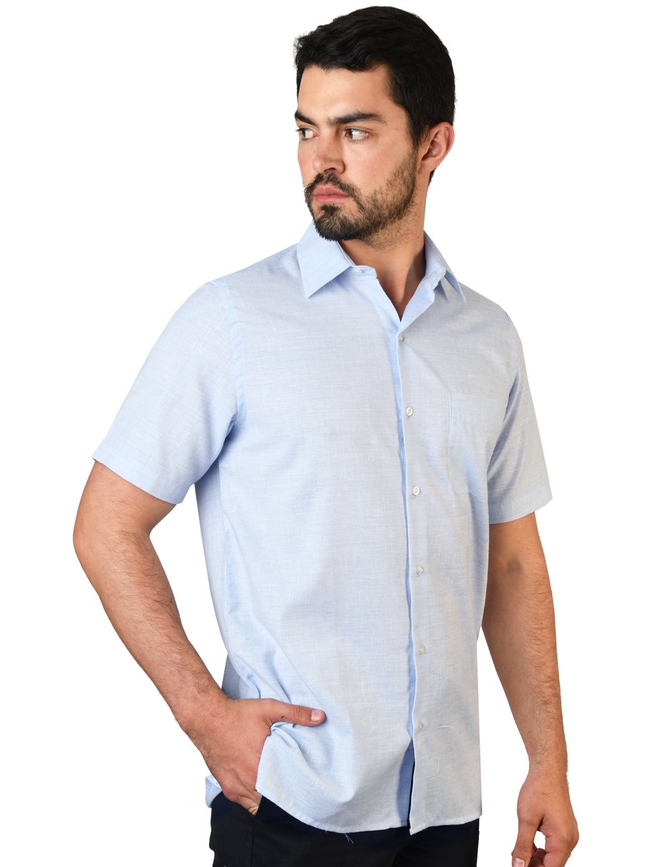 CAMISA LINO CANCUN CIELO MANGA CORTA