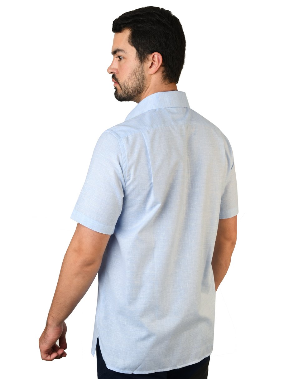 CAMISA LINO CANCUN CIELO MANGA CORTA