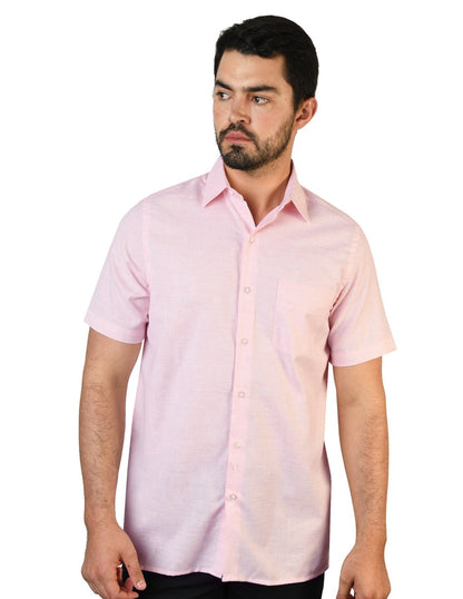 CAMISA LINO CANCUN CORAL MANGA CORTA