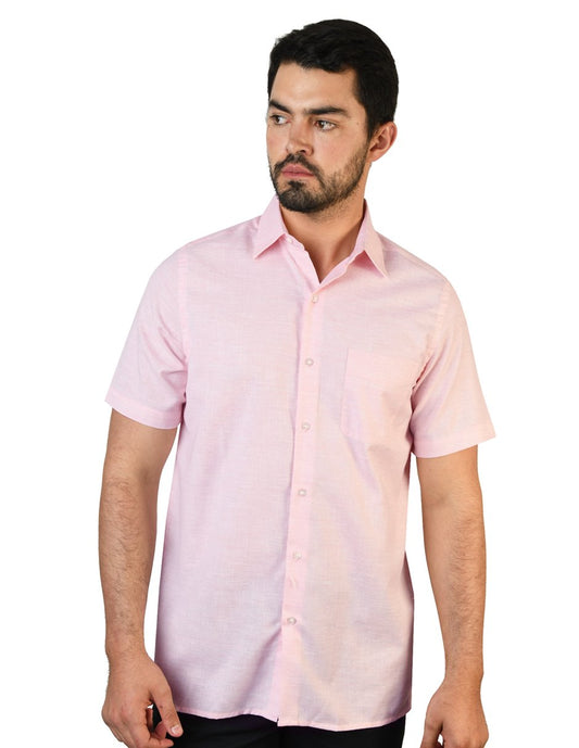 CAMISA LINO CANCUN CORAL MANGA CORTA