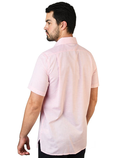 CAMISA LINO CANCUN CORAL MANGA CORTA