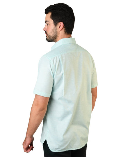 CAMISA LINO CANCUN TURQUESA MANGA CORTA