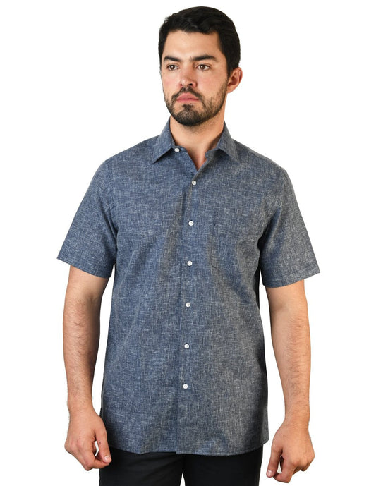 CAMISA MANGA CORTA LINO UNIFORME MARINO