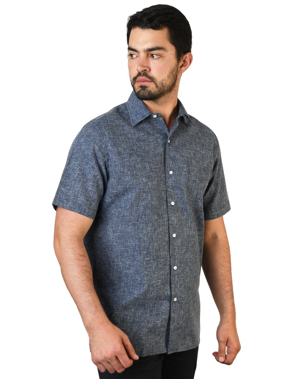 CAMISA MANGA CORTA LINO UNIFORME MARINO