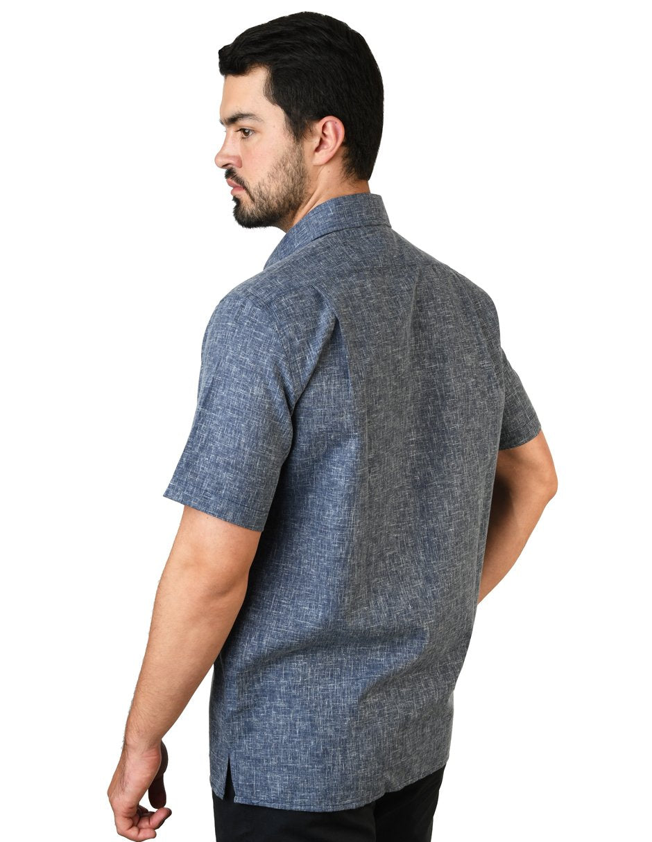 CAMISA MANGA CORTA LINO UNIFORME MARINO