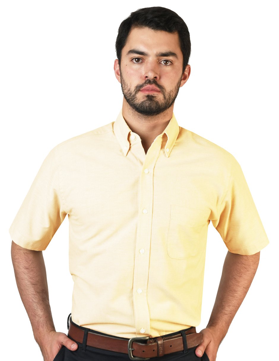 CAMISA MANGA CORTA OXFORD INGLES AMARILLO