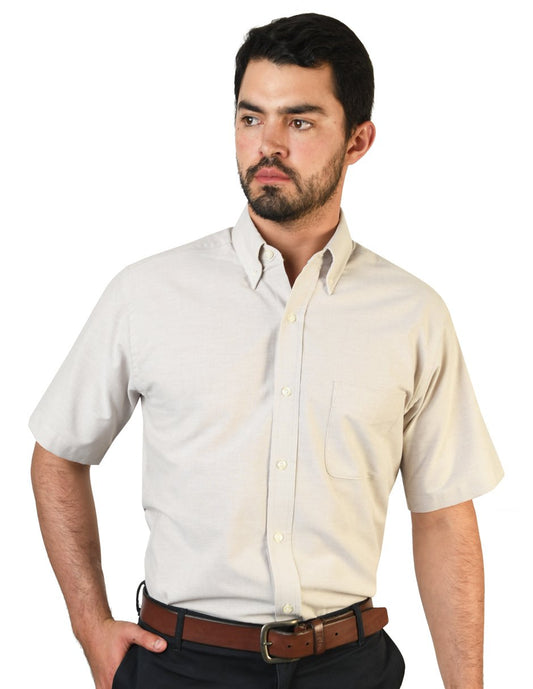 CAMISA MANGA CORTA OXFORD INGLES BEIGE