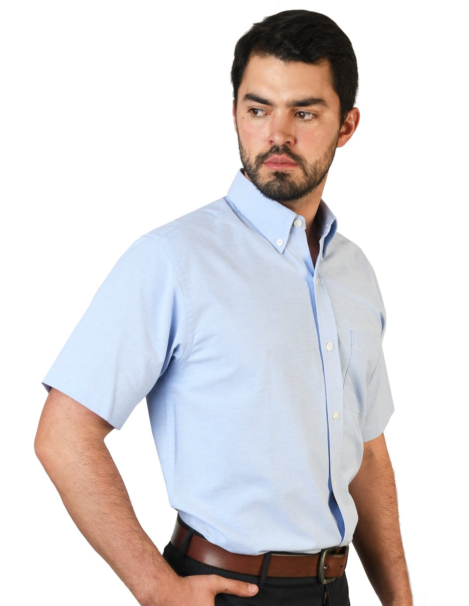 CAMISA MANGA CORTA OXFORD INGLES CIELO