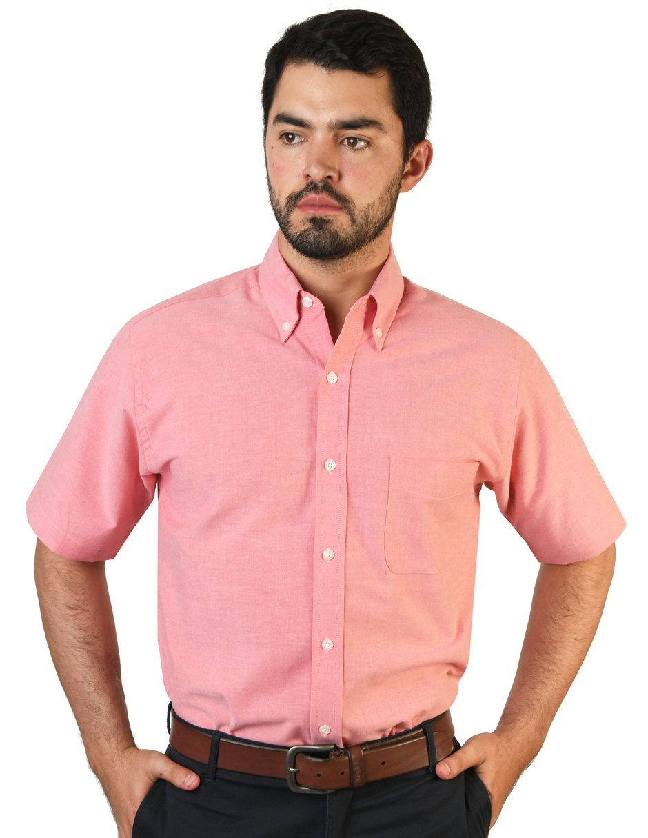 CAMISA MANGA CORTA OXFORD INGLES CORAL
