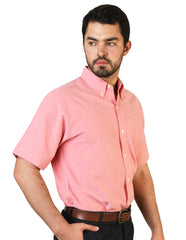CAMISA MANGA CORTA OXFORD INGLES CORAL