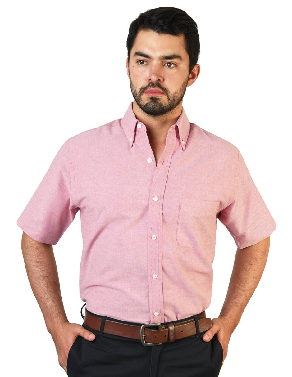 CAMISA MANGA CORTA OXFORD INGLES LADRILLO