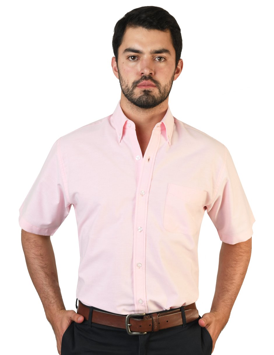 CAMISA MANGA CORTA OXFORD INGLES ROSA