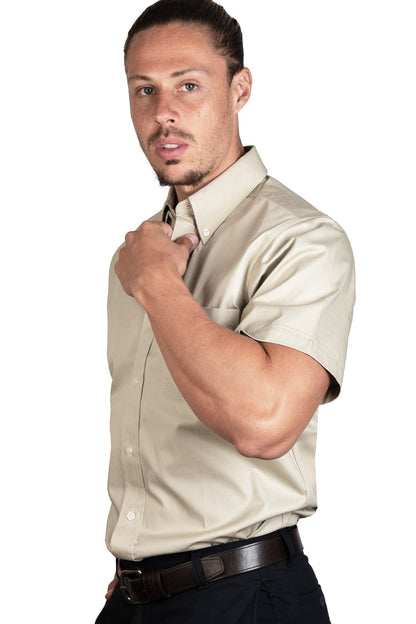 CAMISA MANGA CORTA LISA GABARDINA ARENA 