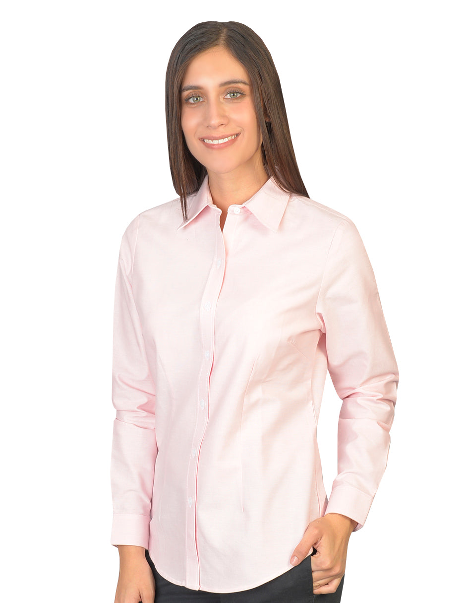 Blusa Oxford Pin Point Rosa