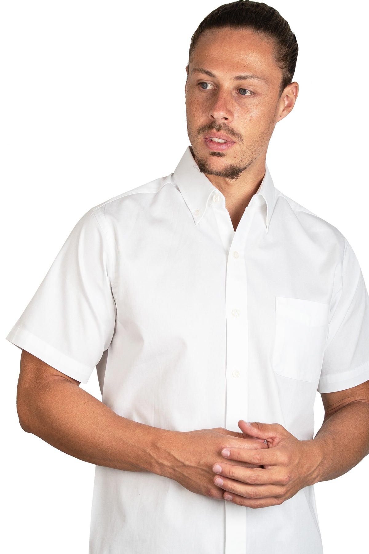 CAMISA MANGA CORTA LISA GABARDINA BLANCO 