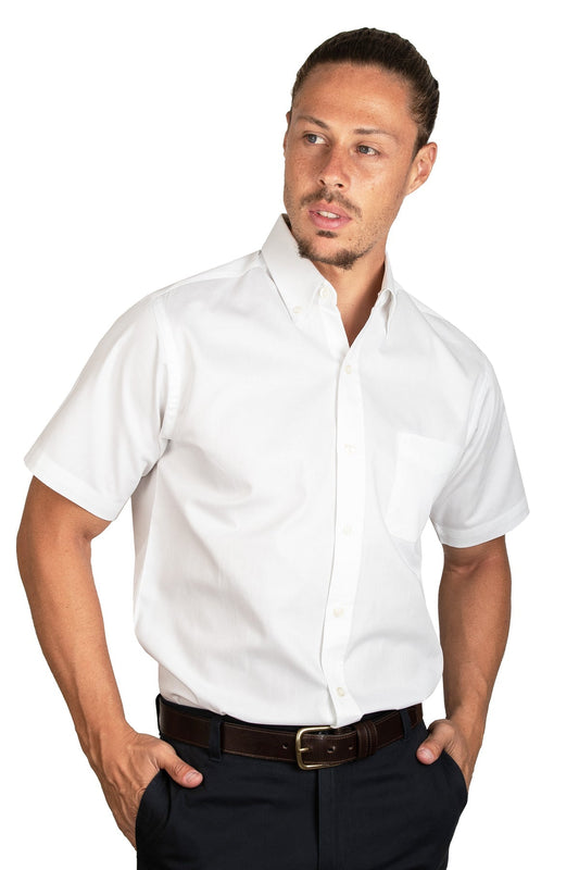 CAMISA MANGA CORTA LISA GABARDINA BLANCO 