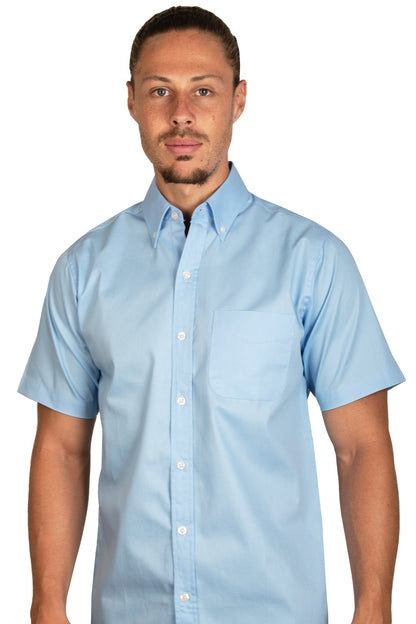 CAMISA MANGA CORTA LISA GABARDINA CIELO 