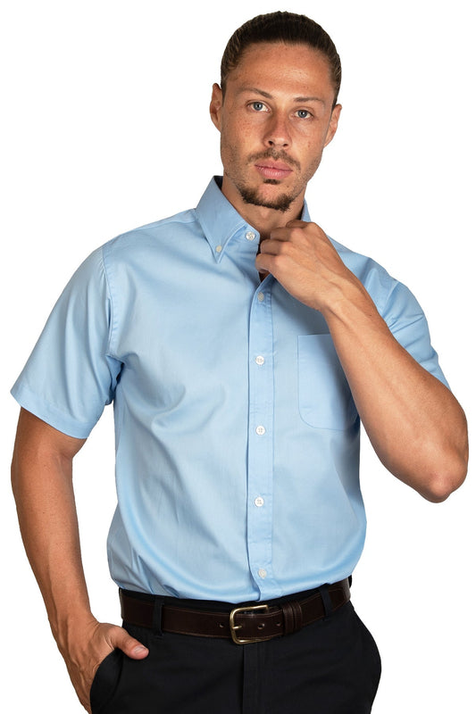 CAMISA MANGA CORTA LISA GABARDINA CIELO 