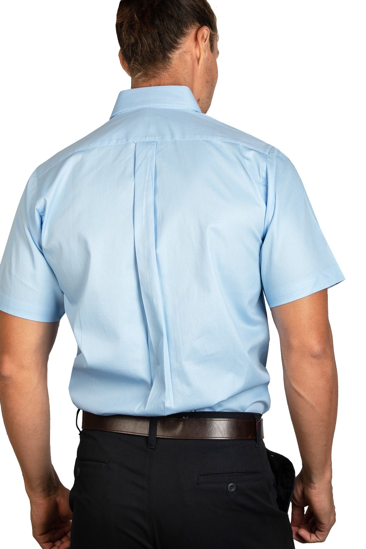 CAMISA MANGA CORTA LISA GABARDINA CIELO 