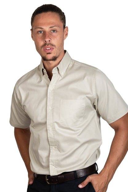 CAMISA MANGA CORTA LISA GABARDINA HUESO 