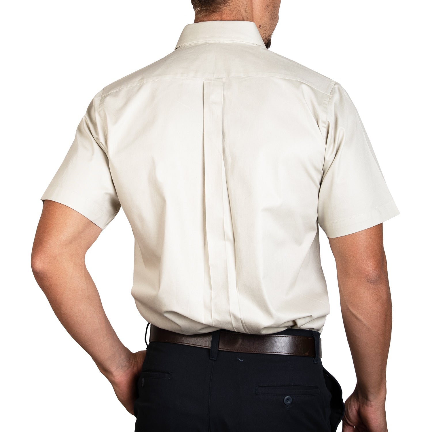 CAMISA MANGA CORTA LISA GABARDINA HUESO 
