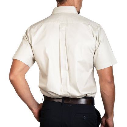 CAMISA MANGA CORTA LISA GABARDINA HUESO 