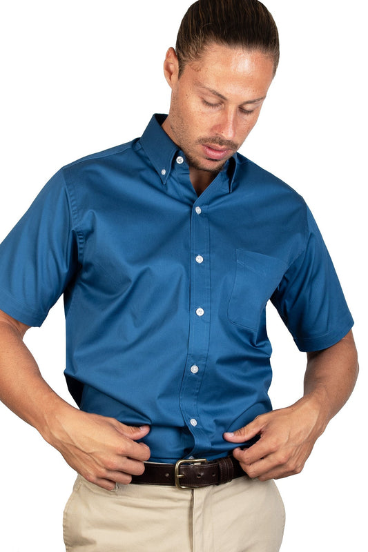 CAMISA MANGA CORTA LISA GABARDINA INDIGO 