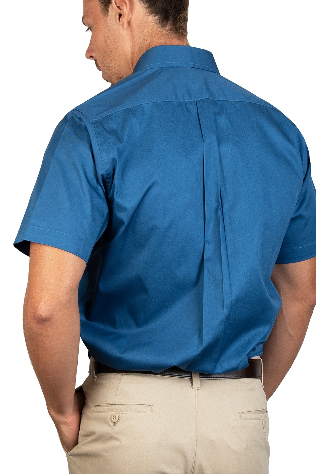 CAMISA MANGA CORTA LISA GABARDINA INDIGO 