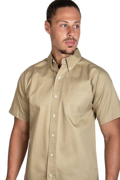 CAMISA MANGA CORTA LISA GABARDINA KAKY 