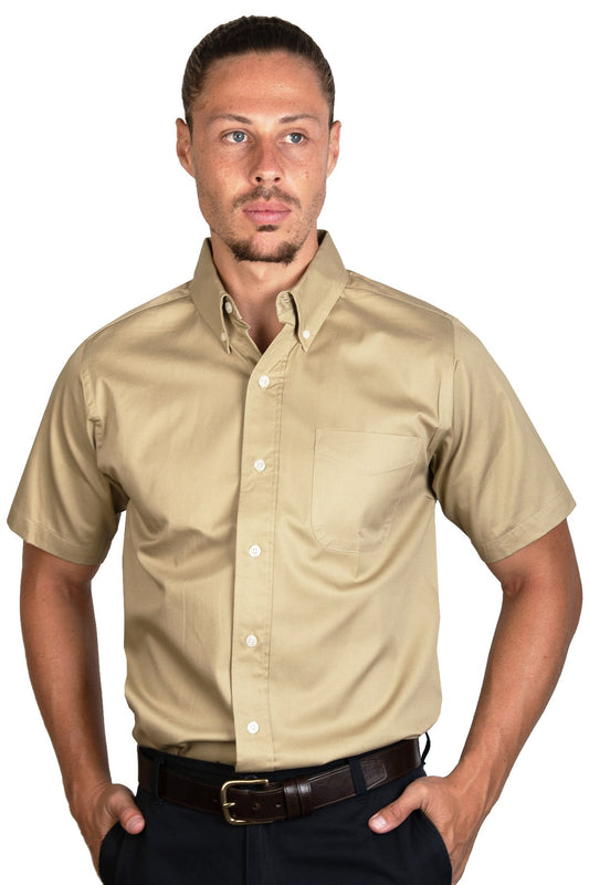 CAMISA MANGA CORTA LISA GABARDINA KAKY 