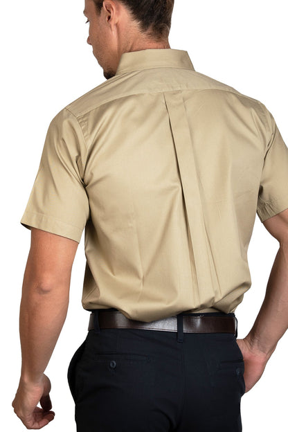 CAMISA MANGA CORTA LISA GABARDINA KAKY 