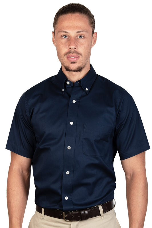 CAMISA MANGA CORTA LISA GABARDINA MARINO 